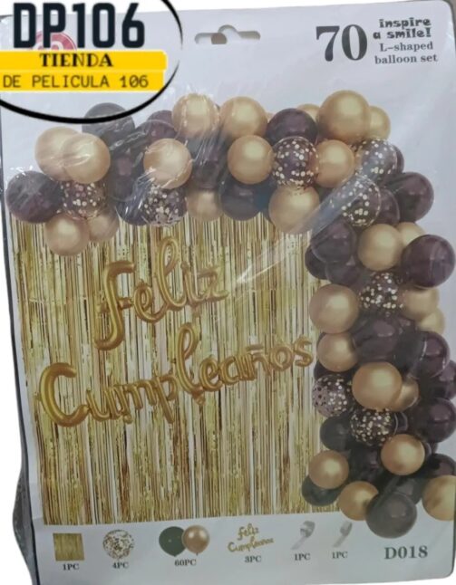 ARCO DE FELIZ CUMPLEAÑOS CON BOMBAS Y FESTON