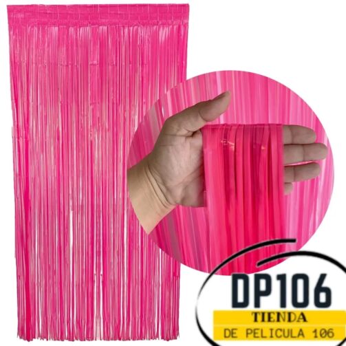 Cortina Rosa Neón De Flecos Decorativa Fiesta