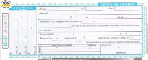 Letra De Cambio Minerva Azul 60 00 X 2 Und