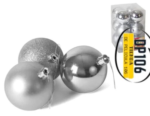 Bolas De Árbol Navidad Plata X 12 Und