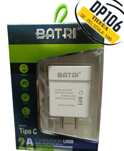 Cargador Tipo C Carga Rápido 2a Batri