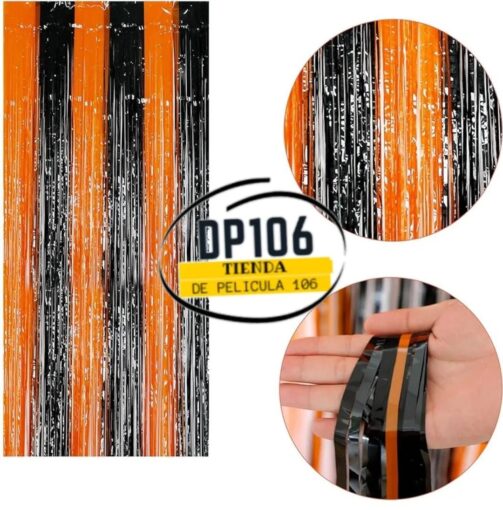 Cortina Para Fiesta Color Negro / Naranja Halloween X 1 Und Decorativa