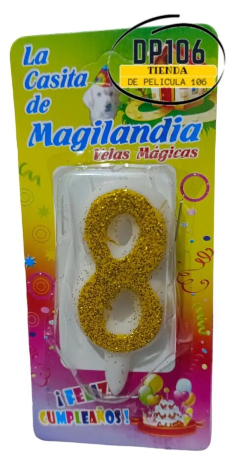 Vela # 8 Dorado Vela Mágica
