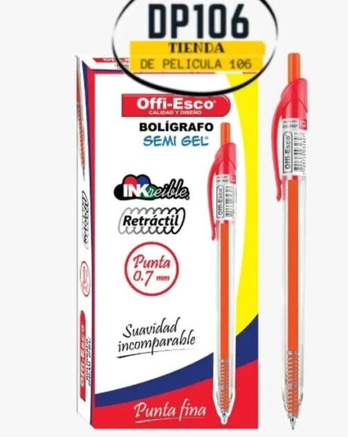 Esfero / Boligrafo Semi-gel Rojo Retractil Lapicero X 1 Und