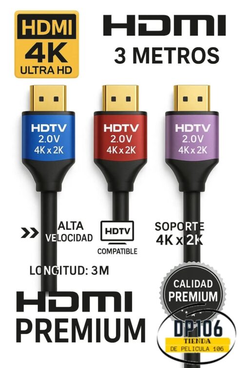 Cable Hdmi 4k 3 Metros – Alta Velocidad Y Máximo Rendimiento