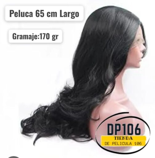 Peluca Negra Pelo Liso Negro 65 Cm Largo