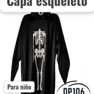 Capa Esqueleto Niño Largo 90 Cm Halloween
