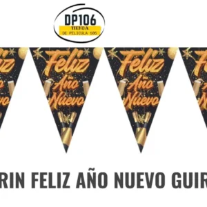 Banderin Guirnalda Feliz Año Nuevo Decoración Navidad Dorado Y Negro