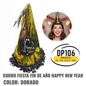 Gorro De Fiesta Fin De Año Dorado Happy New Year X 1 Und