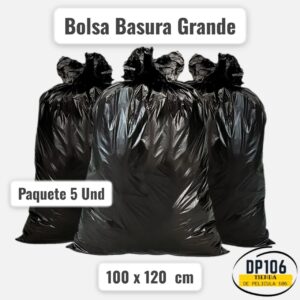 Bolsa De Basura Grande 100 X 120 Cm Paquete 5 Und