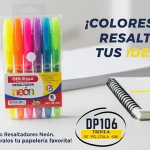 Resaltadores Neon Punta Delgada X 6 Colores
