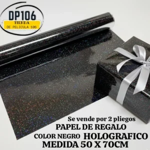 Papel De Regalo Negro Metalizado X 2 Und
