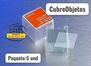 Cubreobjetos Quimica Laboratorio 2.5cm X 2.5cm X 5 Und Cubre Objeto