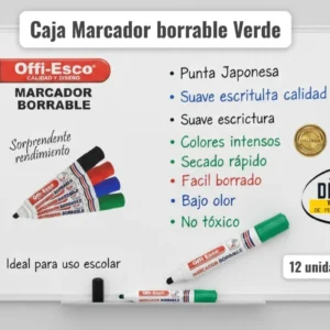 Caja Marcador Borrable Offi-esco Verde X 12 Unidades