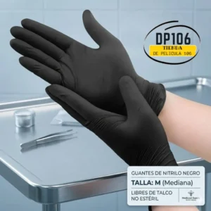 Guantes De Nitrilo Para Examen Negro – Talla M