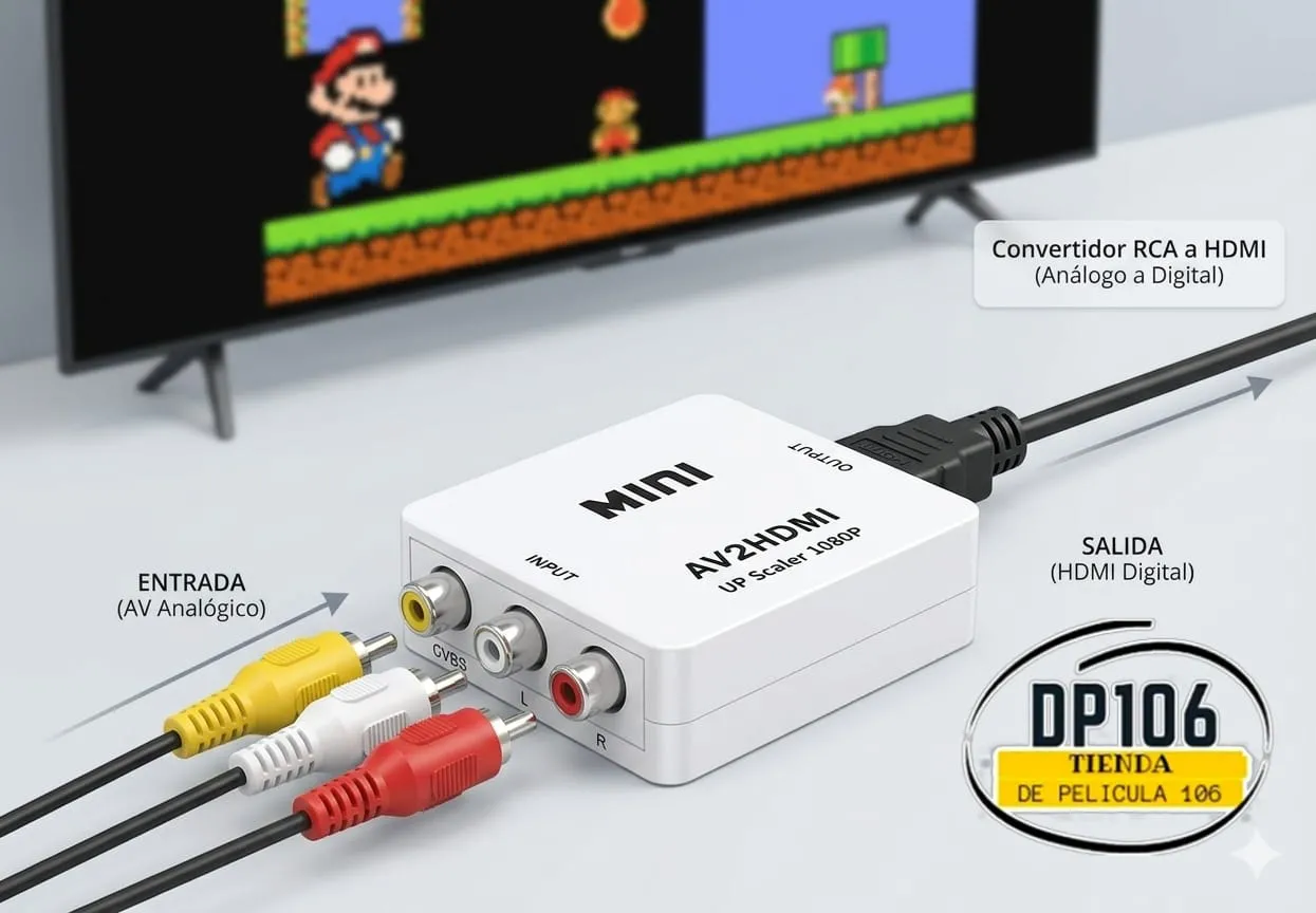 Convertidor Adaptador Rca A Hdmi Av2hdmi Tvbox Full Hd 1080p