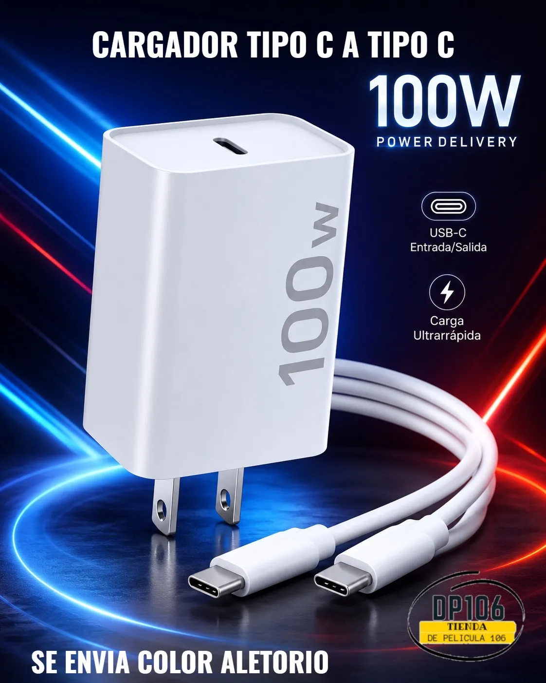 Cargador Carga Rapida 100 W Tipo C A Tipo C