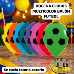Globos Multicolor R12 Balon Decoracion Futbol X 12 Und