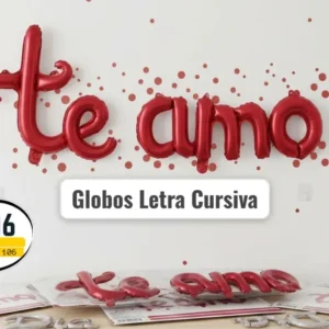 Globos Te Amo Rojo Letra Cursiva