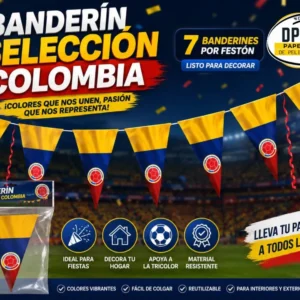 Banderin Decoracion Futbol Colombia Guirnalda Feston