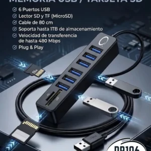 Multipuerto Hub / Lector De Memoria Usb / Tarjeta Sd