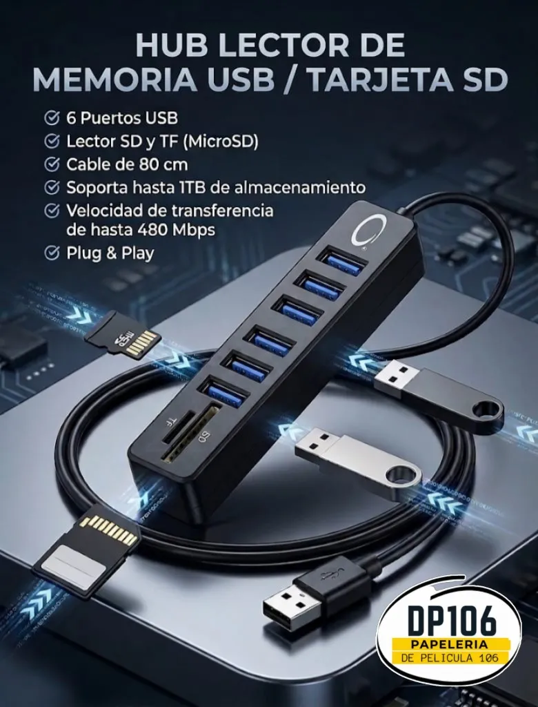 Multipuerto Hub / Lector De Memoria Usb / Tarjeta Sd