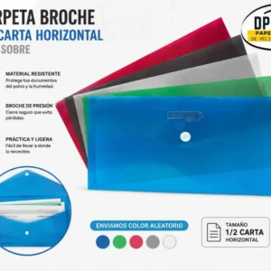 Carpeta Broche Media 1/2 Carta Horizontal Tipo Sobre