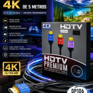 Cable Hdmi 5 Metros Calidad 4k– Alta Velocidad Y Máximo Rendimiento