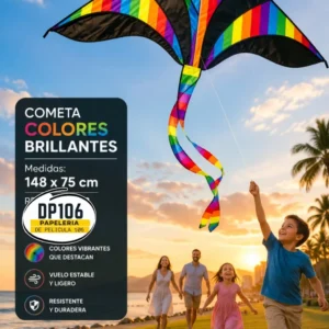 Cometa Multi Colores Brillantes (148 X 75 Cm)