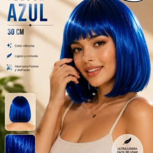 Peluca Azul Corto Halloween