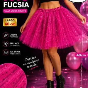 Tutu Fucsia 40 Cm Falda Adulto Talla Unica