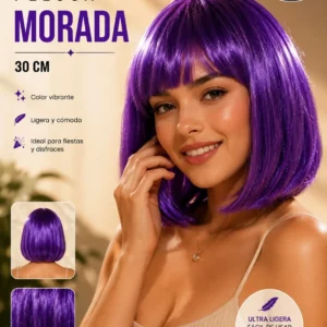 Peluca Morada Corto Halloween