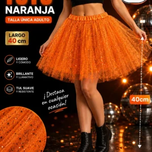 Tutu Naranja 40 Cm Falda Adulto Talla Unica