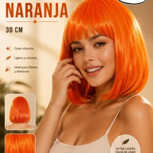 Peluca Naranja Corto Halloween