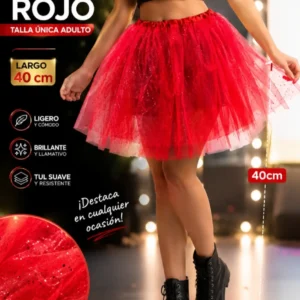 Tutu Rojo 40 Cm Falda Adulto